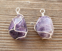 Load image into Gallery viewer, AMETHYST Wire Cage Wrapped Tumbled Stone Pendant Stone Natural Gemstone