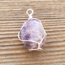 Load image into Gallery viewer, AMETHYST Wire Cage Wrapped Tumbled Stone Pendant Stone Natural Gemstone