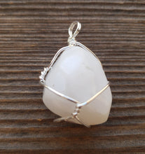 Load image into Gallery viewer, WHITE AGATE Wire Cage Wrapped Tumbled Stone Pendant Stone Natural Gemstone