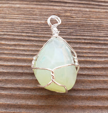 Load image into Gallery viewer, PRASIOLITE Wire Cage Wrapped Tumbled Stone Pendant Stone Natural Gemstone