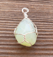 Load image into Gallery viewer, PRASIOLITE Wire Cage Wrapped Tumbled Stone Pendant Stone Natural Gemstone