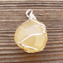 Load image into Gallery viewer, YELLOW CARNELIAN Wire Cage Wrapped Tumbled Stone Pendant Stone Natural Gemstone