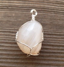 Load image into Gallery viewer, ROSE QUARTZ Wire Cage Wrapped Tumbled Stone Pendant Stone Natural Gemstone