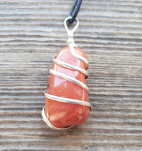 Load image into Gallery viewer, CARNELIAN Spiral Wrapped Tumbled Stone Pendant Gemstone