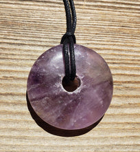 Load image into Gallery viewer, AMETHYST Doughnut Pendant With Cord Stone Natural Gemstone