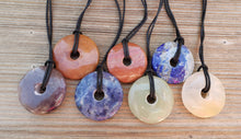 Load image into Gallery viewer, 7 CHAKRA Doughnut Pendant With Cord Set Stone Natural Gemstone