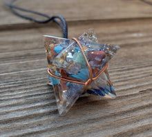 Load image into Gallery viewer, ORGONE 7 CHAKRA Mixed Wire Wrapped Gemstone Merkaba Pendant Orgone (One)