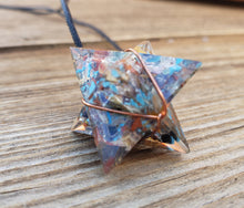 Load image into Gallery viewer, ORGONE 7 CHAKRA Mixed Wire Wrapped Gemstone Merkaba Pendant Orgone (One)