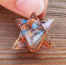 Load image into Gallery viewer, ORGONE 7 CHAKRA Mixed Wire Wrapped Gemstone Merkaba Pendant Orgone (One)