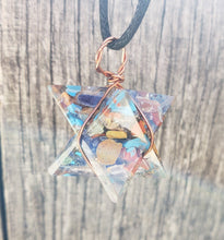 Load image into Gallery viewer, ORGONE 7 CHAKRA Mixed Wire Wrapped Gemstone Merkaba Pendant Orgone (One)