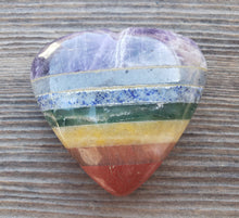 Load image into Gallery viewer, Large NATURAL 7 CHAKRA BONDED Gemstone Puffy Heart 60-70mm