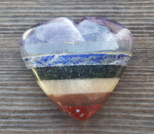 Load image into Gallery viewer, Large NATURAL 7 CHAKRA BONDED Gemstone Puffy Heart 60-70mm