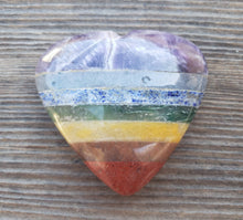 Load image into Gallery viewer, Large NATURAL 7 CHAKRA BONDED Gemstone Puffy Heart 60-70mm