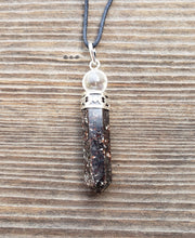 Load image into Gallery viewer, GARNET 2 Stone Crystal Point Pendant With Quartz Sphere and Cord Stone Natural Gemstone