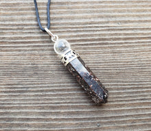 Load image into Gallery viewer, GARNET 2 Stone Crystal Point Pendant With Quartz Sphere and Cord Stone Natural Gemstone
