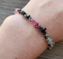 Load image into Gallery viewer, MULTI-TOURMALINE (STYLE 2) Natural Stone Gemstone Stretchy Chip Bracelet