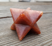 Load image into Gallery viewer, Large (50mm) RED AVENTURINE Natural Gemstone Merkaba Star (One)