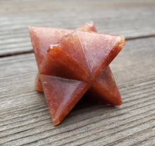 Load image into Gallery viewer, Large (50mm) RED AVENTURINE Natural Gemstone Merkaba Star (One)
