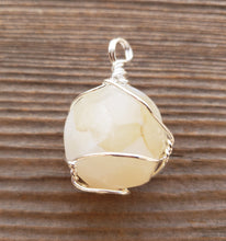 Load image into Gallery viewer, LIGHT YELLOW AGATE Wire Cage Wrapped Tumbled Stone Pendant Stone Natural Gemstone
