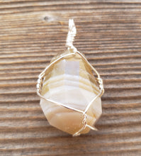 Load image into Gallery viewer, BANDED/GREY AGATE Wire Cage Wrapped Tumbled Stone Pendant Stone Natural Gemstone