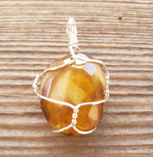 Load image into Gallery viewer, BANDED/GREY AGATE Wire Cage Wrapped Tumbled Stone Pendant Stone Natural Gemstone