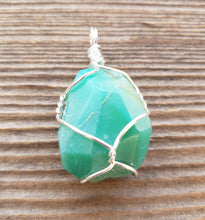 Load image into Gallery viewer, GREEN AGATE Wire Cage Wrapped Tumbled Stone Pendant Stone Natural Gemstone