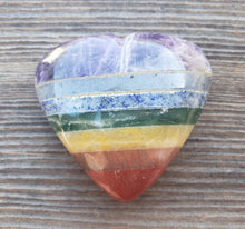 Load image into Gallery viewer, Large NATURAL 7 CHAKRA BONDED Gemstone Puffy Heart 60-70mm