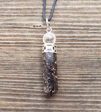 Load image into Gallery viewer, GARNET 2 Stone Crystal Point Pendant With Quartz Sphere and Cord Stone Natural Gemstone