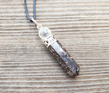 Load image into Gallery viewer, GARNET 2 Stone Crystal Point Pendant With Quartz Sphere and Cord Stone Natural Gemstone