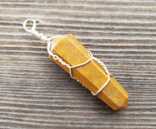 Load image into Gallery viewer, YELLOW JASPER Wire Wrapped Double Point Pendant Stone Natural Gemstone