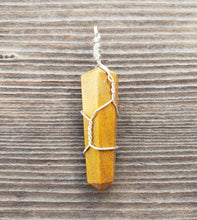 Load image into Gallery viewer, YELLOW JASPER Wire Wrapped Double Point Pendant Stone Natural Gemstone