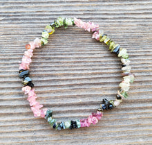 Load image into Gallery viewer, MULTI-TOURMALINE (STYLE 2) Natural Stone Gemstone Stretchy Chip Bracelet