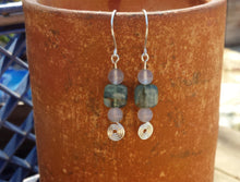 Load image into Gallery viewer, WIRE WRAPPED EARRINGS Kyanite and Chalcedony in Silver Handmade