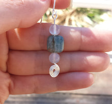Load image into Gallery viewer, WIRE WRAPPED EARRINGS Kyanite and Chalcedony in Silver Handmade