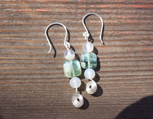 Load image into Gallery viewer, WIRE WRAPPED EARRINGS Kyanite and Chalcedony in Silver Handmade