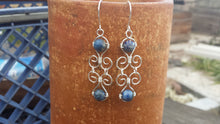 Load image into Gallery viewer, WIRE WRAPPED EARRINGS Lapiz Lazuli in Silver Handmade
