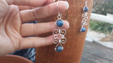 Load image into Gallery viewer, WIRE WRAPPED EARRINGS Lapiz Lazuli in Silver Handmade