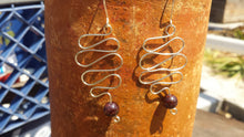 Load image into Gallery viewer, WIRE WRAPPED EARRINGS Garnet in Silver Handmade