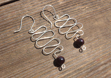 Load image into Gallery viewer, WIRE WRAPPED EARRINGS Garnet in Silver Handmade