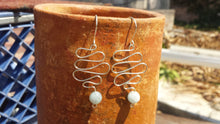 Load image into Gallery viewer, WIRE WRAPPED EARRINGS Aquamarine in Silver Handmade