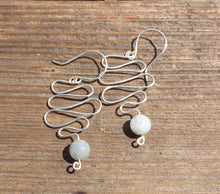 Load image into Gallery viewer, WIRE WRAPPED EARRINGS Aquamarine in Silver Handmade