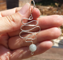 Load image into Gallery viewer, WIRE WRAPPED EARRINGS Aquamarine in Silver Handmade