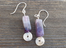 Load image into Gallery viewer, WIRE WRAPPED EARRINGS Amethyst in Silver Handmade