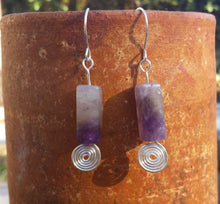 Load image into Gallery viewer, WIRE WRAPPED EARRINGS Amethyst in Silver Handmade