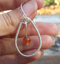 Load image into Gallery viewer, WIRE WRAPPED EARRINGS Carnelian in Silver Handmade