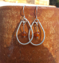 Load image into Gallery viewer, WIRE WRAPPED EARRINGS Carnelian in Silver Handmade
