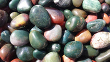 Load image into Gallery viewer, THREE (3) BLOODSTONE TUMBLED Stones Medium/Large Natural Tumble Stones