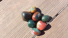 Load image into Gallery viewer, THREE (3) BLOODSTONE TUMBLED Stones Medium/Large Natural Tumble Stones
