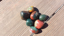 Load image into Gallery viewer, SIX (6) BLOODSTONE TUMBLED Stones Medium/Large Natural Tumble Stones