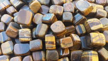 Load image into Gallery viewer, THREE (3) TIGER EYE Tumbled Stones Medium/Large Natural Tumble Stones